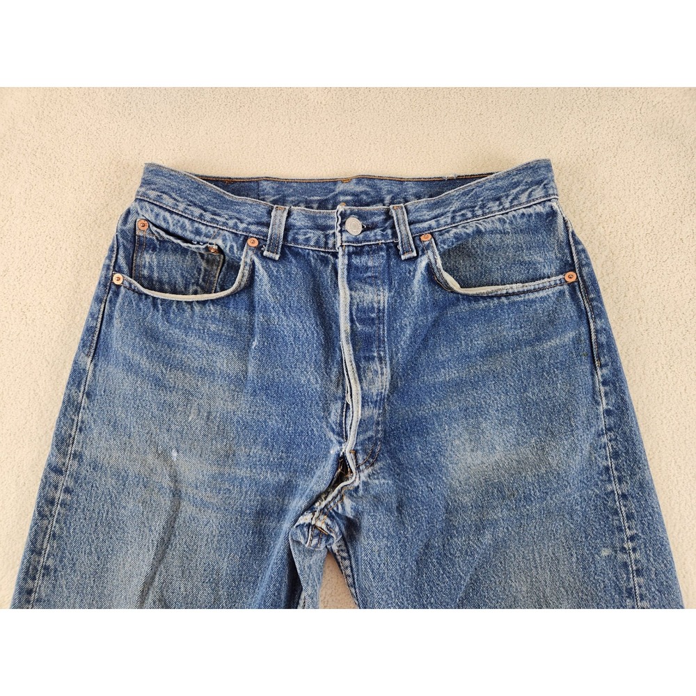 90s 501 Buttonfly Levis Jeans Tag Size 34 x 33 Distressed Grunge USA Made - Picture 7 of 12